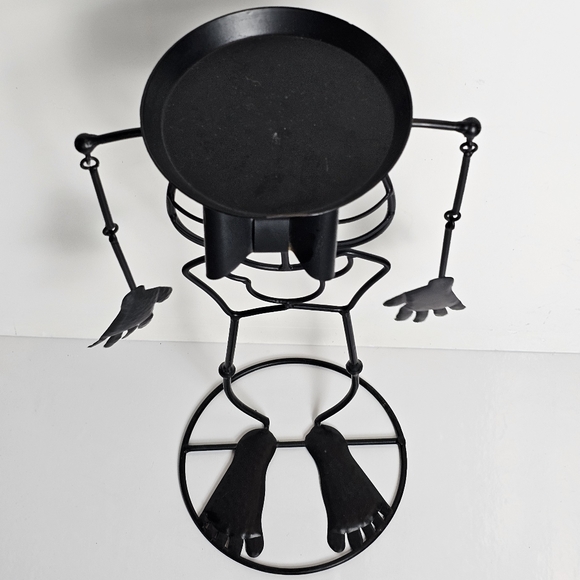 Metal Jointed Skeleton with Bow Tie 18" Candle or Plant Holder, EUC - Picture 2 of 4